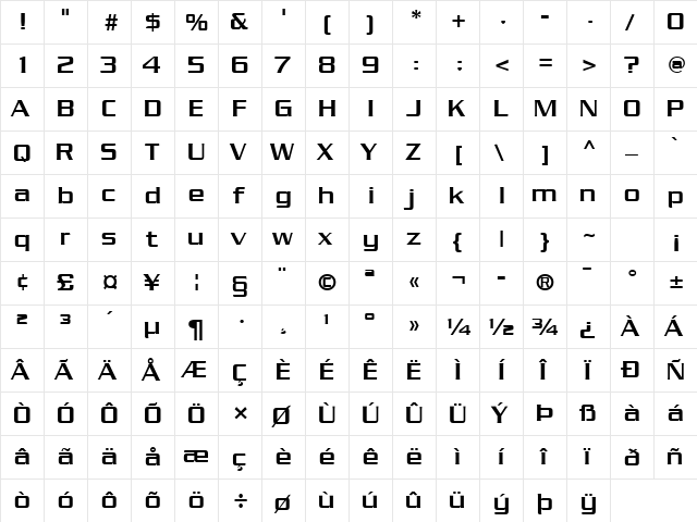 Chainlink Semi-Bold Regular  glyph index