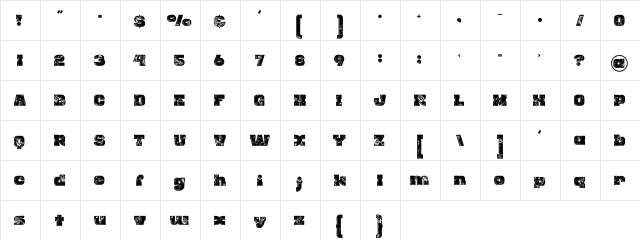 Rhino inline grunge Regular  glyph index