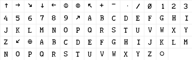TELETYPE 1945-1985 Regular  glyph index