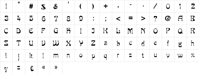 Miracle Regular  glyph index