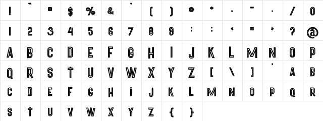 Pineapple Bold Inline Bold Inline  glyph index