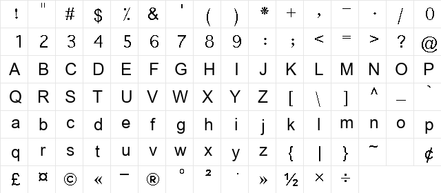 Nesf2 Regular  glyph index