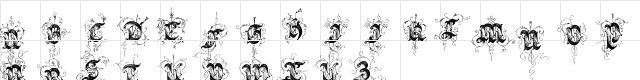 Saraband Initials Regular  glyph index