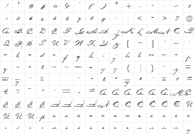 Oceanside DB Regular  glyph index