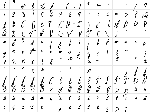 Jellyka - Nathaniel a Mystery Regular  glyph index