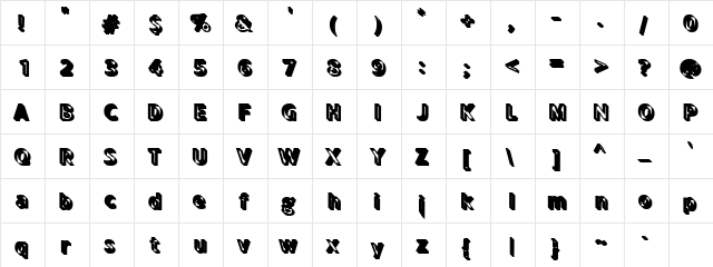 JustDoodlingEleven Regular  glyph index
