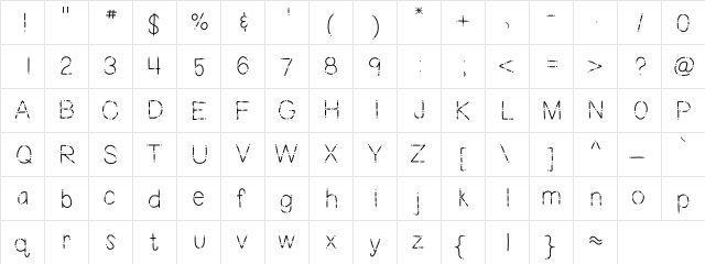 HomegirlStixNStonez Medium  glyph index