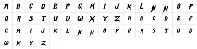 SwampTerror Italic  glyph index