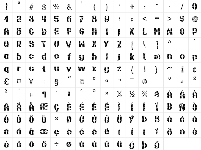 FT BruchTon Normal  glyph index