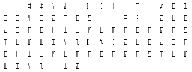 Epps Evans Narrow Light Regular  glyph index