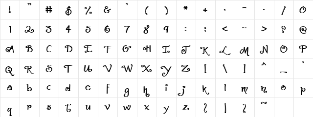 Lindsay Shadow Regular  glyph index