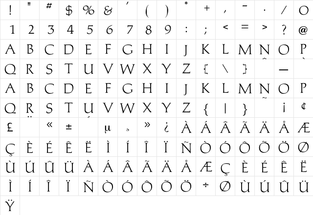 Monalisa Regular  glyph index