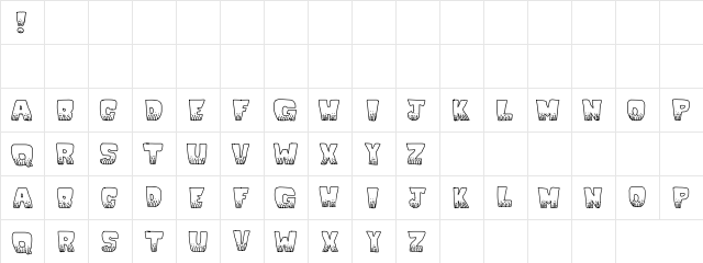 KaBlooie! Regular  glyph index