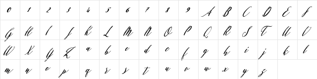 Evelyne Script Regular  glyph index