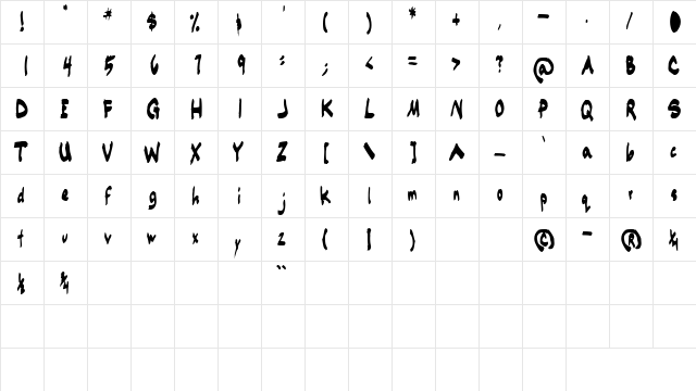 TimbukMarker Regular  glyph index