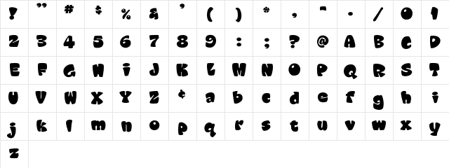 A&S Popcorn Regular  glyph index