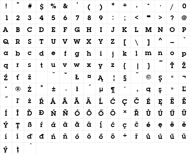 LubalinGraItcTEEDem Regular  glyph index