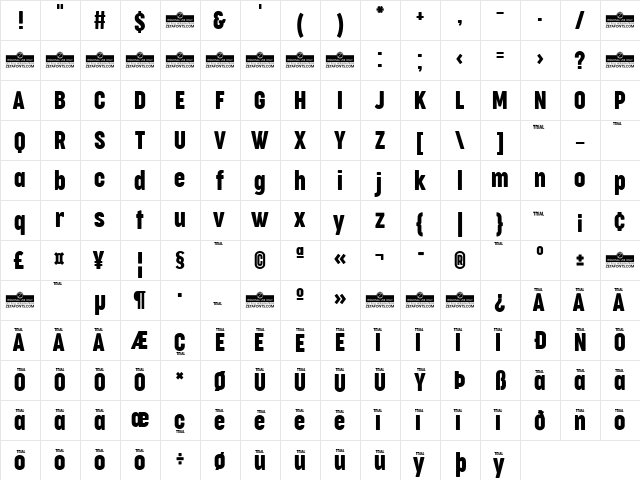 Cocogoose Compressed Trial Regular  glyph index