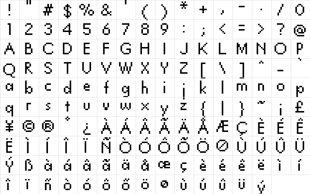 FFF Traditional Extended Regular  glyph index
