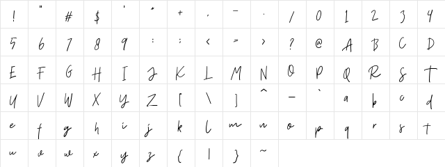 Fort Collins Script DEMO Regular  glyph index
