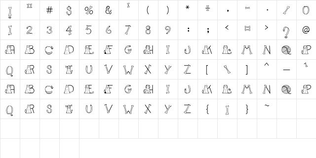 CK Cats & Dogs Regular  glyph index