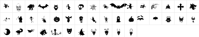Halloween_Bats 01 Regular  glyph index