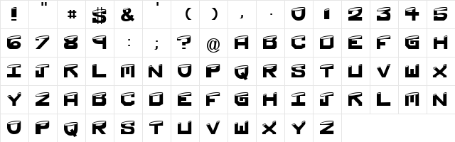 Shaved Regular  glyph index