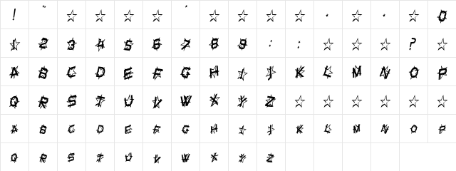 Silverstars Regular  glyph index