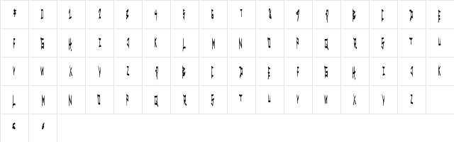 MetalSpectacular Regular  glyph index