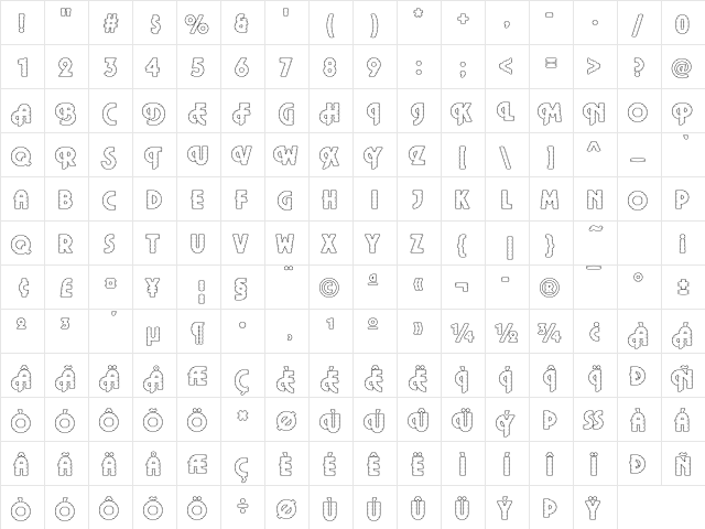 Plaza39 Becker Regular  glyph index