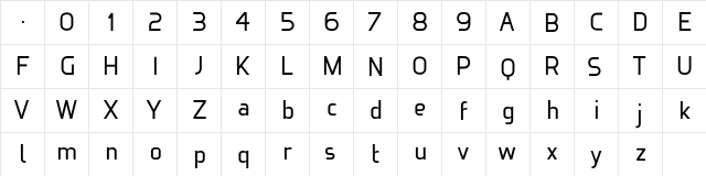 ideoma TECHNIT Regular  glyph index