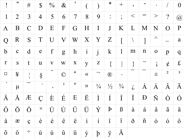 Ekushey Mohua Normal  glyph index