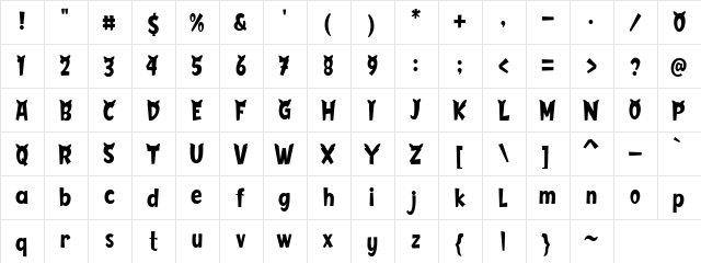 Sweety Cats Regular  glyph index
