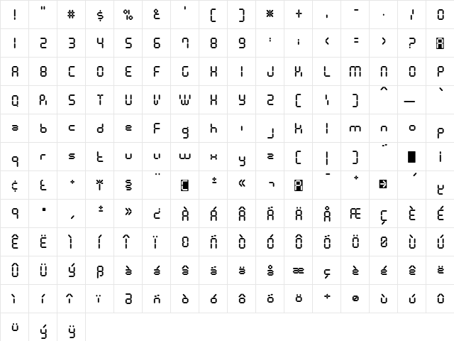 Calculus Regular  glyph index