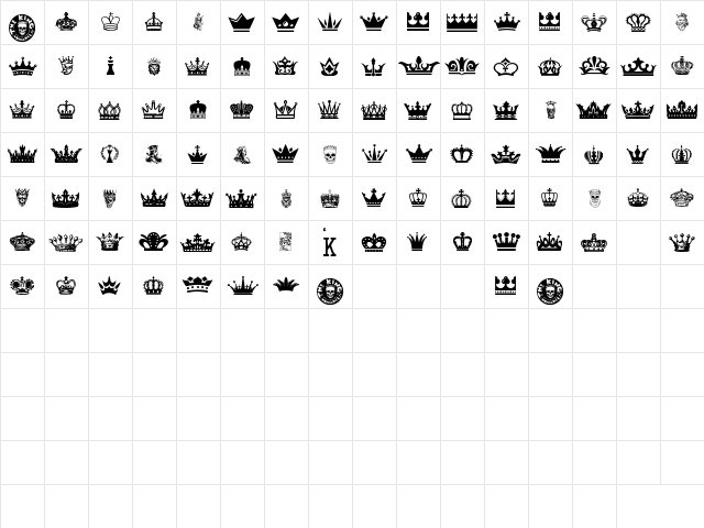 The King Regular  glyph index