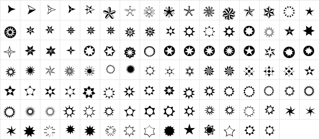 XStarPieces Regular  glyph index
