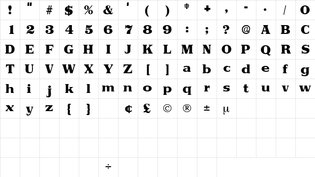 ToriiDisplaySSK Regular  glyph index