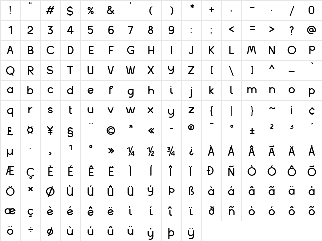 Balakhani Regular  glyph index