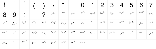 mimygie Regular  glyph index
