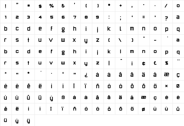 Neeskens Black  glyph index