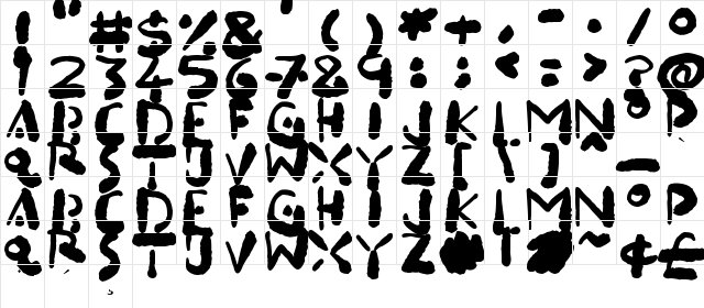 Inkbleeda Regular  glyph index