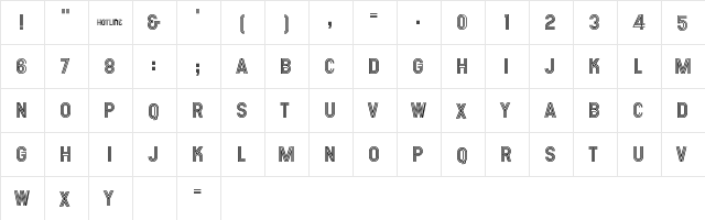 DXS Hotline Regular  glyph index