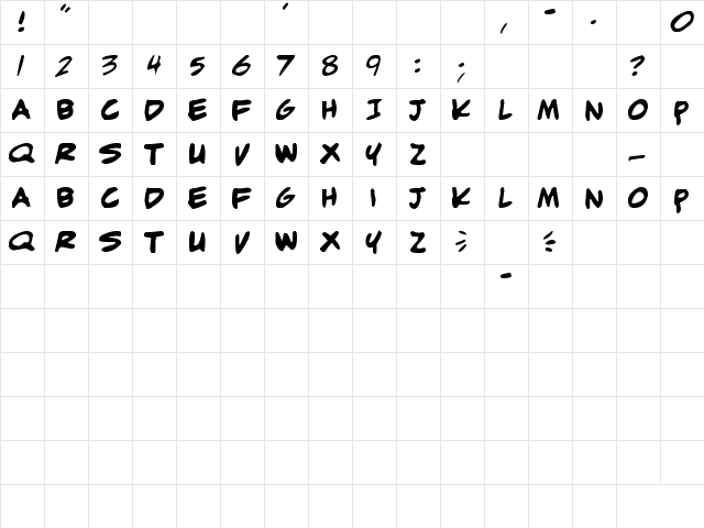 adam warren 0.2 Regular  glyph index