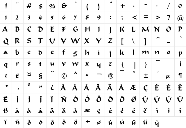 Harem Plain  glyph index