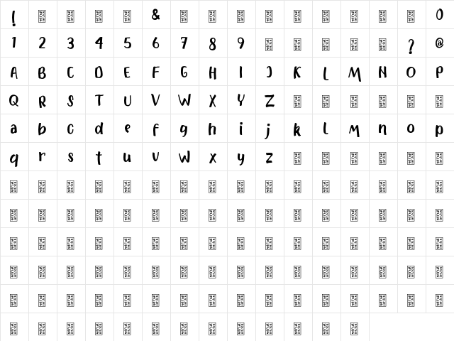 Marsha DEMO Regular  glyph index