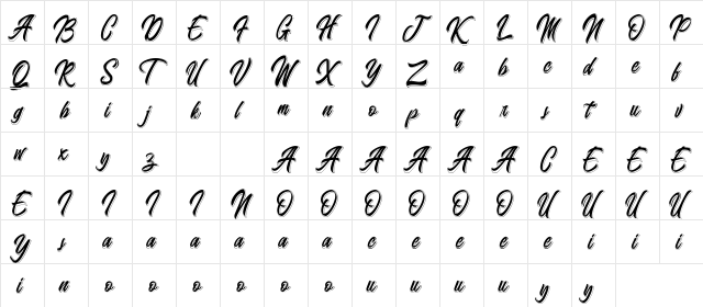 Badminton Of Shadow Regular  glyph index