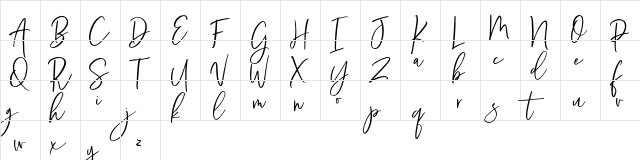 Sunydale demo Regular  glyph index