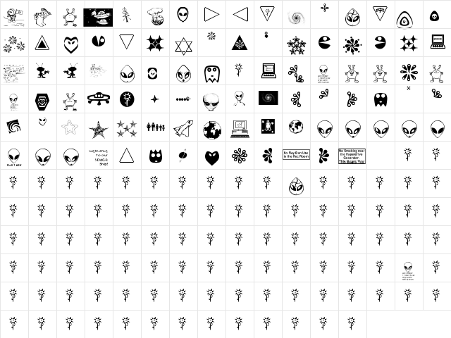 001Starship G?mma Regular  glyph index