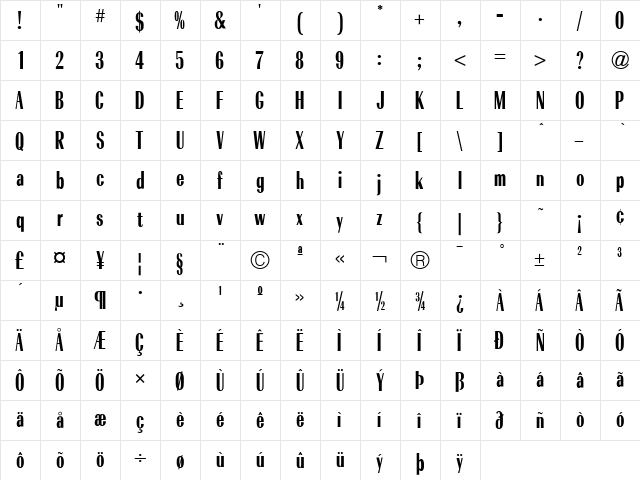 RadiantCondICG Medium  glyph index