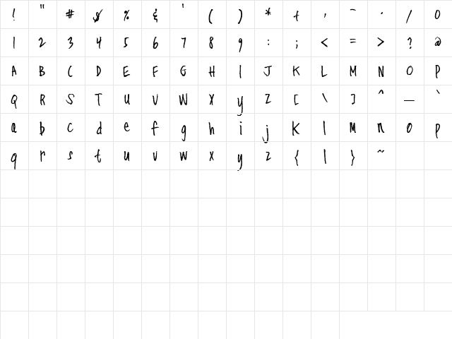 CK Rugged Regular  glyph index